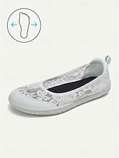 cheap Women's Sneakers-Women's White Wide Width Lace Slip On Sneakers – Breathable Floral Mesh Walking Shoes with Extra Wide Toe Box, Lightweight Flexible Sole and All-Day Comfort for Travel and Everyday Wear