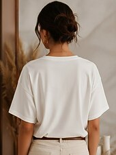 abordables T-shirt Boho-T-shirt musicale brodé 100 % coton pour femmes T-shirt d'été élégants vintage mode à manches courtes col rond haut régulier décontracté quotidien plage blanc été printemps automne hiver