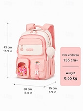 cheap Kids &amp; Teen Backpacks-Girls School Backpack Set, Pink Waterproof Polyester Bookbag with Pencil Case, Large Capacity Multi-Pocket Student Backpack, Ergonomic Support, Travel &amp; Daily Use, Grade 1-6