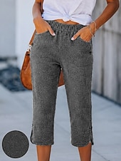 billiga Jeans-damjeans denim capribyxor semester enkla capribyxor hög midja komfort bekväm oelastisk semester formell vardagskläder svart marinblå himmelsblå sommar vår normal passform