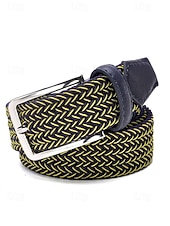cheap Men's Belts-Men's Elastic Braided Stretch Belt, Woven Polyester Golf Belt, Big &amp; Tall Casual Waist Belt with Flexible Fit, Summer Business Casual Travel Belt, Multiple Colors Extended Sizes