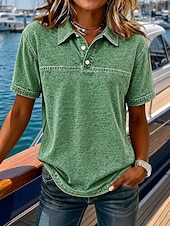  softfade™ maglietta henley da donna 100% cotone lavaggio acido polo vintage maglietta vintage a maniche corte colletto casual spiaggia blu viola verde