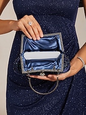 preiswerte Taschen-Women's Clutch Evening Bag Wristlet Shoulder Bags Polyester Party Wedding Party Beading Embroidery Chain Large Capacity Multi Carry Solid Color Flower Black Blue Green