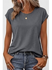 economico T-shirt semplice-Per donna Maglietta Semplice Elegante Manica Corta Manica a pipistrello Girocollo Top lunghi Casuale Quotidiano Uscire Blu Verde acqua Nero Bianco Rosa Estate Primavera