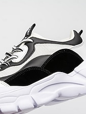preiswerte Damen-Sneaker-Weiße, klobige Plateau-Sneaker für Damen mit atmungsaktivem Mesh-Obermaterial – leichte, gepolsterte Laufschuhe, bequeme Schnürschuhe im Dad-Stil für Reisen, Shopping, Spaziergänge und