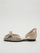 abordables Women's Flats-Women's Party Rhinestone Bowknot Low Heel Square Toe Fashion Fabric Ankle Strap Almond Black Pink