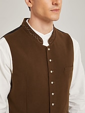 billige Trachten vest-Oktoberfest Trachten-vest Tradisjonell bayersk vest Broderi Høy krage Kinesisk Krave Tysk Alpint Arv Enger Herre Karneval Ølfestivalen Tradisjonell stil klut