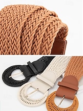 preiswerte Damengürtel-Damen-Gürtel im Boho-Stil aus geflochtenem, gewachstem Seil, breiter, gewebter Taillengürtel mit runder Schnalle, verschiedene Farben, Sommergürtel für Kleider, Jumpsuits und Strandmode &amp;Alltagsstil
