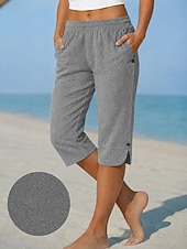  Calça jeans feminina capri básica para férias, cintura alta, confortável, sem elasticidade, ideal para ocasiões formais e uso diário. Disponível nas cores preto, azul marinho e azul celeste. Ideal para primavera e verão. Modelagem regular.
