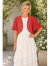 economico impacchi per gli invitati al matrimonio-Scialle Donna Bolero Coprispalle Scialli della Madre Scialli della Sposa Elegante Signore Formale Manica Corta Chiffon Stole da matrimonio Con Colore puro Per Quotidiano Primavera &amp; Estate