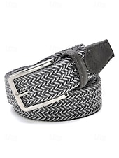 cheap Men's Belts-Men's Elastic Braided Stretch Belt, Woven Polyester Golf Belt, Big &amp; Tall Casual Waist Belt with Flexible Fit, Summer Business Casual Travel Belt, Multiple Colors Extended Sizes