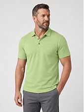 abordables Polo Classique pour Hommes-Polo en lin pour homme - manches courtes - noir, vert, bleu clair