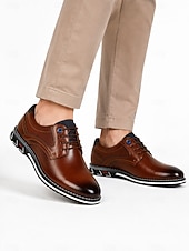 abordables Zapatos Informales con Cordones-Hombre Oxfords Zapatos Derby Zapatos de Paseo Casual Diario Oficina y carrera Cuero PU Cómodo Cordones Corteza marrón Negro Primavera Otoño