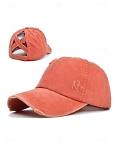 economico Cappelli da donna-Cappellino da baseball da donna in cotone lavato con coda di cavallo, cappello regolabile multicolore per chignon disordinato, cappellino estivo casual per viaggi, attività all'aperto, uso quotidiano