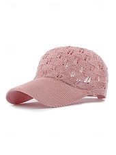 baratos Chapéus Femininos-Boné de beisebol feminino de crochê, chapéu de verão respirável em malha de poliéster, boné de renda ajustável, chapéu leve com proteção solar para viagens, caminhadas, jardinagem e uso casual ao ar