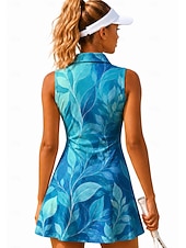 baratos Vestido Feminino-Mulheres Floral Vestido de tênis Vestido esportivo Vestido Polo de Tênis Sem Manga Esportivo Quarter Zip Elástico Redutor de Suor Respirável Voleibal Tênis Golfe Aberto para a Lateral Gola Alta