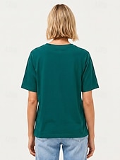 preiswerte Handbestickte Oberteile-Damen-T-Shirt aus 100 % Baumwolle mit Stickerei, Sommer-Tops mit floralem Pflanzenmuster, elegantem Vintage- und tropischem Design, Kurzarm, Rundhalsausschnitt, langes Oberteil, lässig, für Strand und