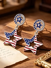 tanie Akcesoria-patriotyczne kolczyki pamiątkowe damskie, stop 4 lipca &amp;Kolczyki wiszące America 250, wielokolorowe, czerwono-biało-niebieskie, efektowne, na paradę, przyjęcie