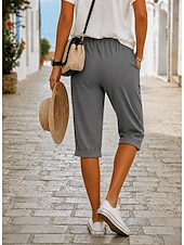  Mulheres Jeans Ganga Calças Capri Burmuda Shorts Moda Comprimento da panturrilha Cintura Alta Tecido Clássico Conforto Com Stretch Casual Diário Férias Preto Cinzento Verão Primavera