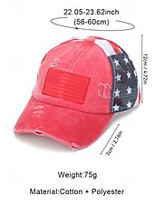 baratos Acessórios-Boné de beisebol feminino patriótico com abertura para rabo de cavalo, algodão lavado. &amp;Boné trucker ajustável em tela, boné de verão multicolorido com a bandeira dos EUA para o 4 de julho, boné para