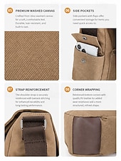 cheap Men's Bags-Men's Vintage Canvas Messenger Bag, Multi-Color Large Capacity Crossbody Shoulder Bag with Multiple Pockets for Work, Travel, Daily Commute