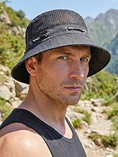 voordelige Herenhoeden-Ademende mesh bucket hat voor heren, lichtgewicht zomerzonnehoed van polyester met verstelbare pasvorm, pet voor buitenactiviteiten zoals vissen, wandelen en reizen, boonie hat met UV-bescherming,
