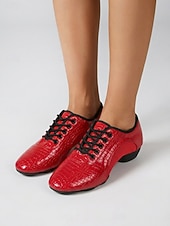 preiswerte Tanzschuhe zum Üben-Rote Damen-Trainingsschuhe für lateinamerikanische Tänze – professionelle Tanzschuhe mit atmungsaktiven Mesh-Einsätzen und flexibler, geteilter und gepolsterter Sohle &amp;Stabiler Absatz für Salsa,