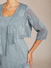 baratos Blusas Florais-Mulheres encolhe os ombros Renda Ilusão Floral Elegante à moda Manga 3/4 Gola Redonda Tops regulares Diário Convidado do casamento Roupas de férias Cinza celeste Verão Primavera Outono