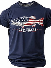 Недорогие Patriotic 250 T-shirts-4th of July 2026 250th Men's US Flag 1776 T Shirt Short Sleeve T shirt 3D Print Crew Neck Shirt Patriotic Daily Festival Blue Black Red Summer Spring Clothing Apparel S M L XL XXL XXXL