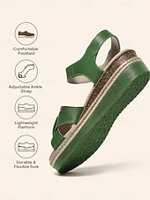 billige Kilesandaler-Justerbare kile-sandaler for kvinner, komfortable sommersko med borrelås for strand-, reise- og ferieantrekk