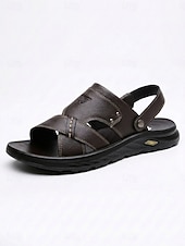 abordables Men-Men's Beach Vacation Open Toe Sandals, Adjustable Strap Casual Summer Shoes, Comfortable Non-Slip Sandals for Resort, Seaside Walking