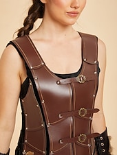 cheap Dresses-Medieval Renaissance Dress Armor Vest Warrior Shieldmaiden Barbarian Fancy Dress Women's Viking Fantasy Halloween Carnival Performance LARP Ren Faire Adults' Dress