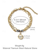 preiswerte Damenarmband-Damen-Doppelarmband im Boho-Stil mit mehreren Lagen Perlen, Naturstein &amp;Charm-Armband aus Titanstahl für Damen, Sommer-Schmuckstück mit mehreren Anhängern – perfekt für Urlaub, Alltag und als Geschenk