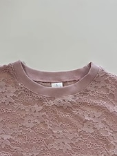  Mulheres Tops de renda Renda Com Transparência Floral Gráfico Elegante Moda Manga Curta Gola Redonda Tops regulares Casual Branco Preto Rosa Verão Primavera
