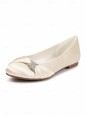 economico Madre della Sposa/Sposo-scarpe da sposa con tacco basso per la madre della sposa – eleganti scarpe da sera in raso color champagne per matrimoni formali