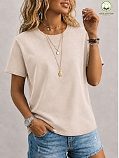 voordelige Effen t-shirt-softfade™ dames T-shirt van 100% katoen, vintage gewassen model, korte mouwen, ronde hals, lange mouwen, casual, blauw, zwart, lichtgroen