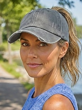economico Cappelli da donna-Cappellino da baseball da donna in cotone lavato con coda di cavallo, cappello regolabile multicolore per chignon disordinato, cappellino estivo casual per viaggi, attività all'aperto, uso quotidiano