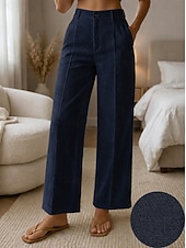  Mulheres Jeans Ganga Moda Roupa de rua Comprimento total Cintura Alta Tecido Bolsos Cintura elástica Confortável Diário Rua Casual Preto Azul Marinha Azul Céu Primavera Outono Normal