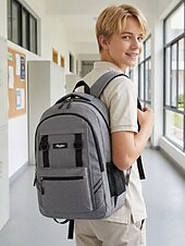 baratos Mochilas de Faculdade-Mochila escolar masculina impermeável, bolsa para laptop de grande capacidade com vários compartimentos, mochila resistente de poliéster com faixa refletora, mochila de viagem multicolorida para