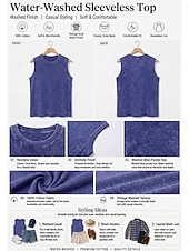 cheap Plain Tank-SoftFade™ Women's Vintage 100% Cotton Tank Top - Soft Washed Sleeveless Basic Tops