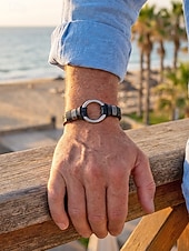 billige Menns smykker-Herrearmbånd i ekte skinn i svart brunt, vintage minimalistisk legeringsringarmbånd for menn, uformelt retro armbåndssmykke til daglig bruk, reise og gave
