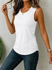  Femmes Débardeur caraco Couleur Unie Occasionnel Sans manches Col ras du cou Hauts Longs Occasionnel Noir Blanche Gris Été Printemps
