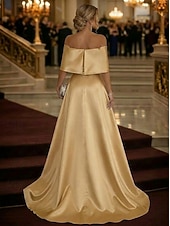 cheap Ball Gown Evening Dresses-Ball Gown Sweep Brush Train Formal Dresses Evening Gown Ball Gown with Overskirt Elegant Sparkle Sleeveless Off Shoulder Wedding Formal Satin Lace with 3D Flowers Ruched Sequin