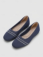 economico Ballerine da donna-Ballerine da donna in maglia a righe rosa con soletta imbottita per il massimo comfort - scarpe da passeggio leggere e traspiranti con punta quadrata, facili da indossare, ideali per il tragitto