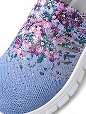economico Sneakers da donna-Sneakers da passeggio da donna con stampa floreale, scarpe leggere e traspiranti in mesh, ideali per viaggi informali, passeggiate in giardino e comfort quotidiano.