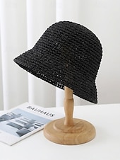 abordables Chapeaux pour femmes-Bob bohème en paille pour femme, chapeau de soleil d'été tissé, casquette de pêcheur légère de plage disponible en plusieurs couleurs, chapeau de voyage pour les vacances