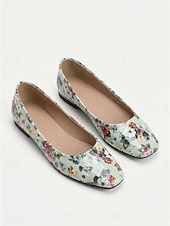 economico Ballerine da donna-Per donna Quotidiano Floreale / Fiore Tacco basso Punta quadrata Moda Finta Pelle Mocassino Nero Rosso Verde