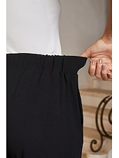 cheap Polished Edit-Women's Straight Pants Ankle Length Mid Waist Elegant Casual Daily Mother Of The Bride with Stretch Fabric Stretchy Pocket Black