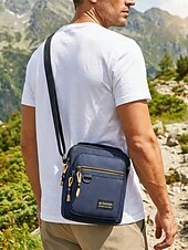 tanie Torby męskie-Męska torba listonoszka typu crossbody, lekka, poliestrowa torba na ramię, wielokieszeniowa, torba podróżna na co dzień, do pracy, na zakupy, na wakacje, do pracy na świeżym powietrzu, na co dzień, w