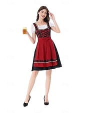 cheap Dirndl Set-Oktoberfest Dirndl Dress Carnival Costume Mini Length Sexy Square Neck German Alpine Heritage Wiesn Women's Carnival Beer Festival Traditional Style Cloth